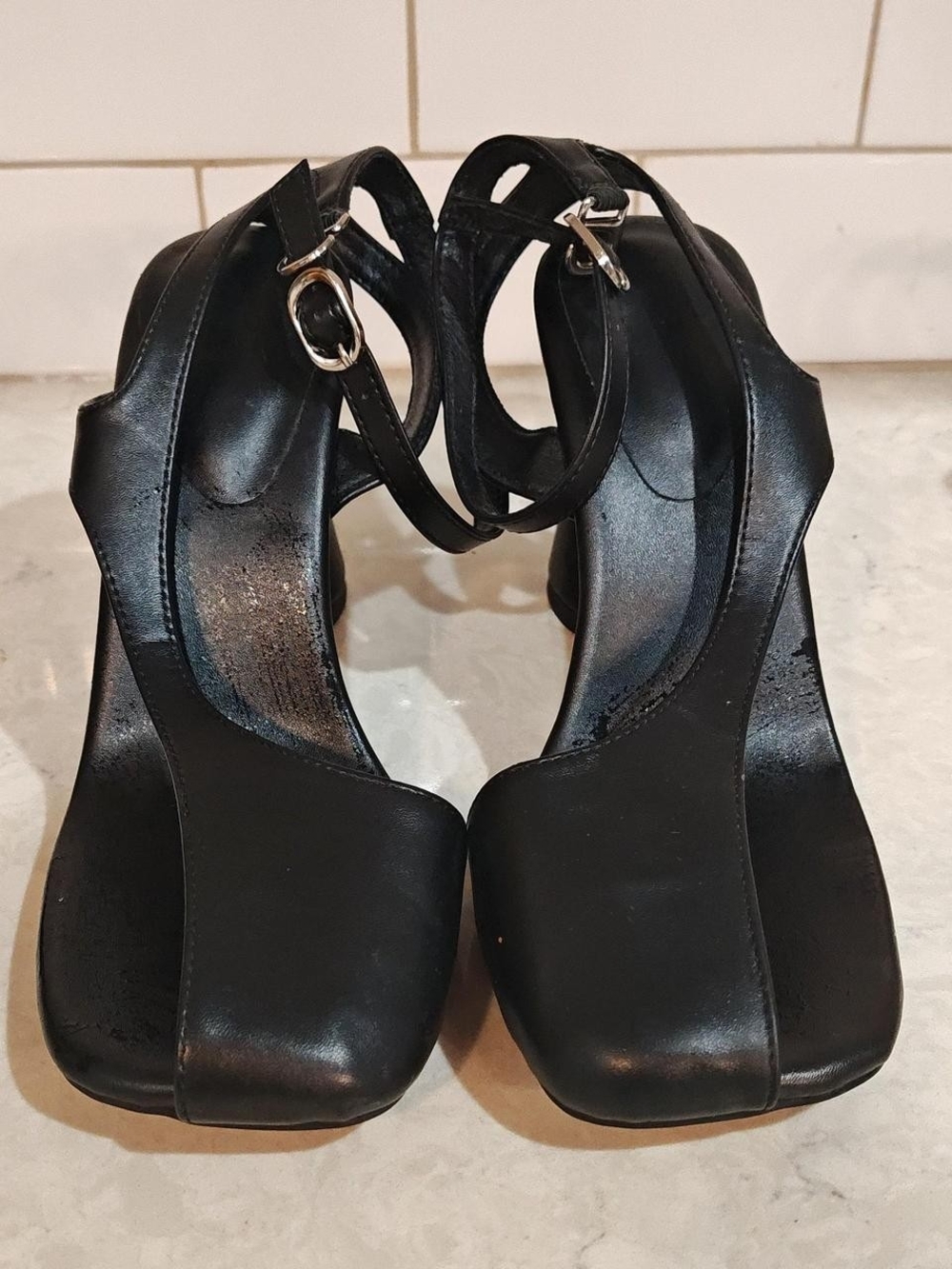 Half Wrapped Hollow High-heeled Sandals Faux Leather Women Size 8